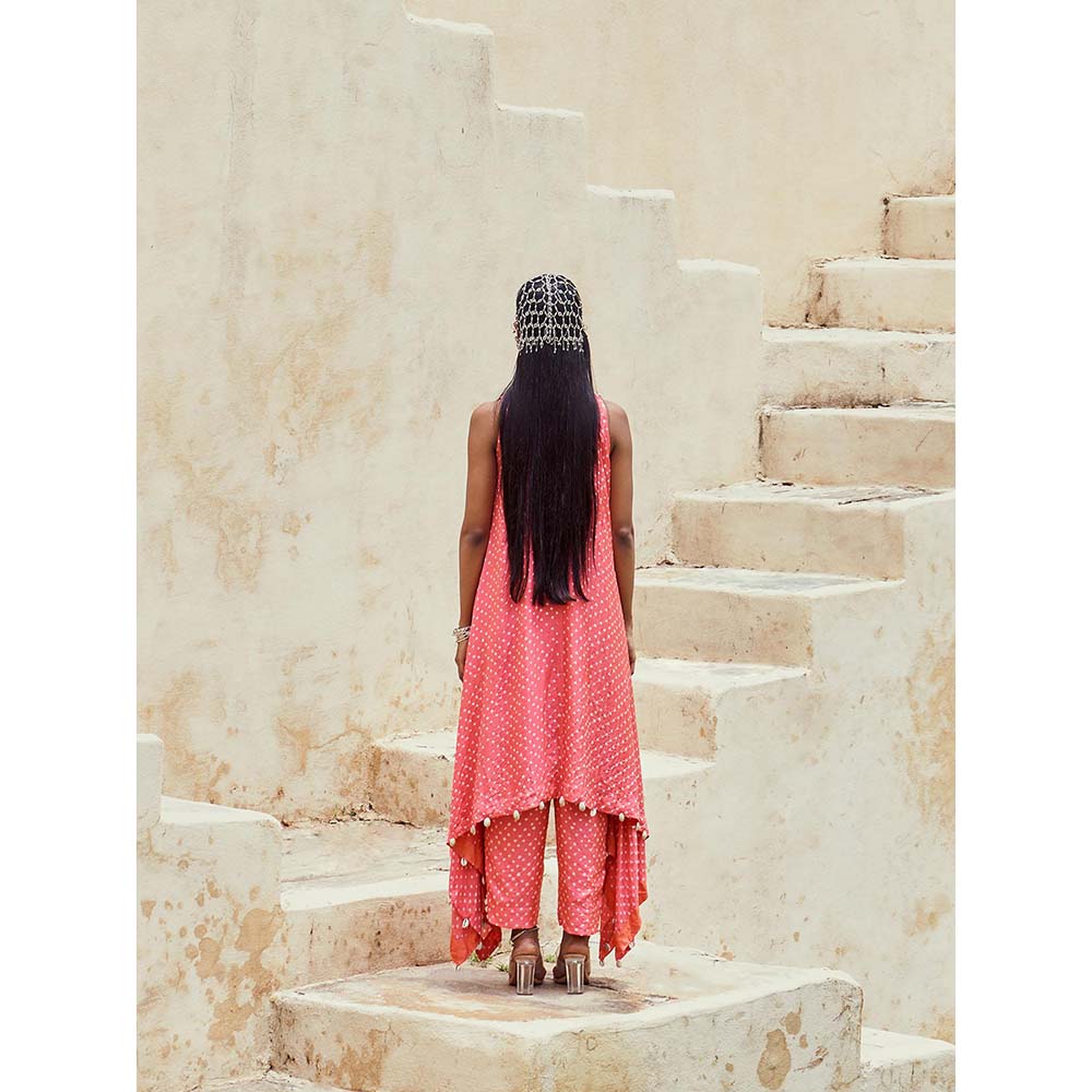 PINK CITY BY SARIKA Peach Handkerchief Kurta with Pant (Set of 2)