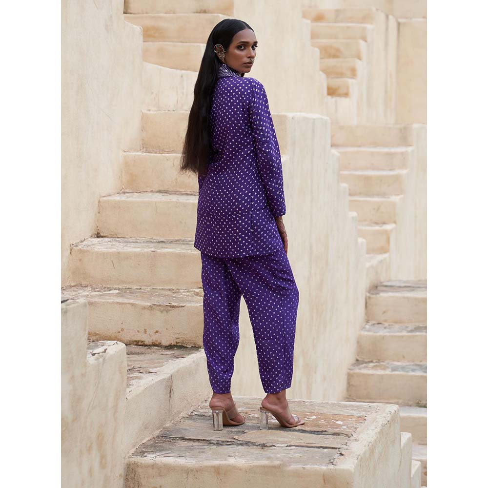 PINK CITY BY SARIKA Blue Wrap Around Jacket with Pant (Set of 2)