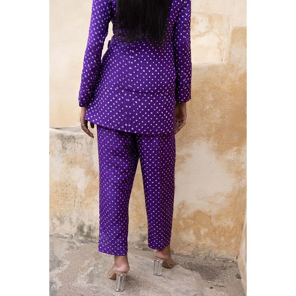 PINK CITY BY SARIKA Blue Wrap Around Jacket with Pant (Set of 2)