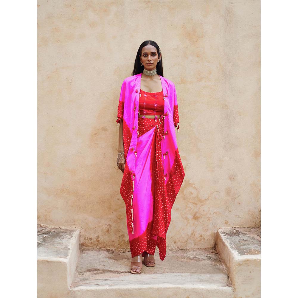 PINK CITY BY SARIKA Red Hot Mess Kite Cape with Blouse and Skirt (Set of 3)