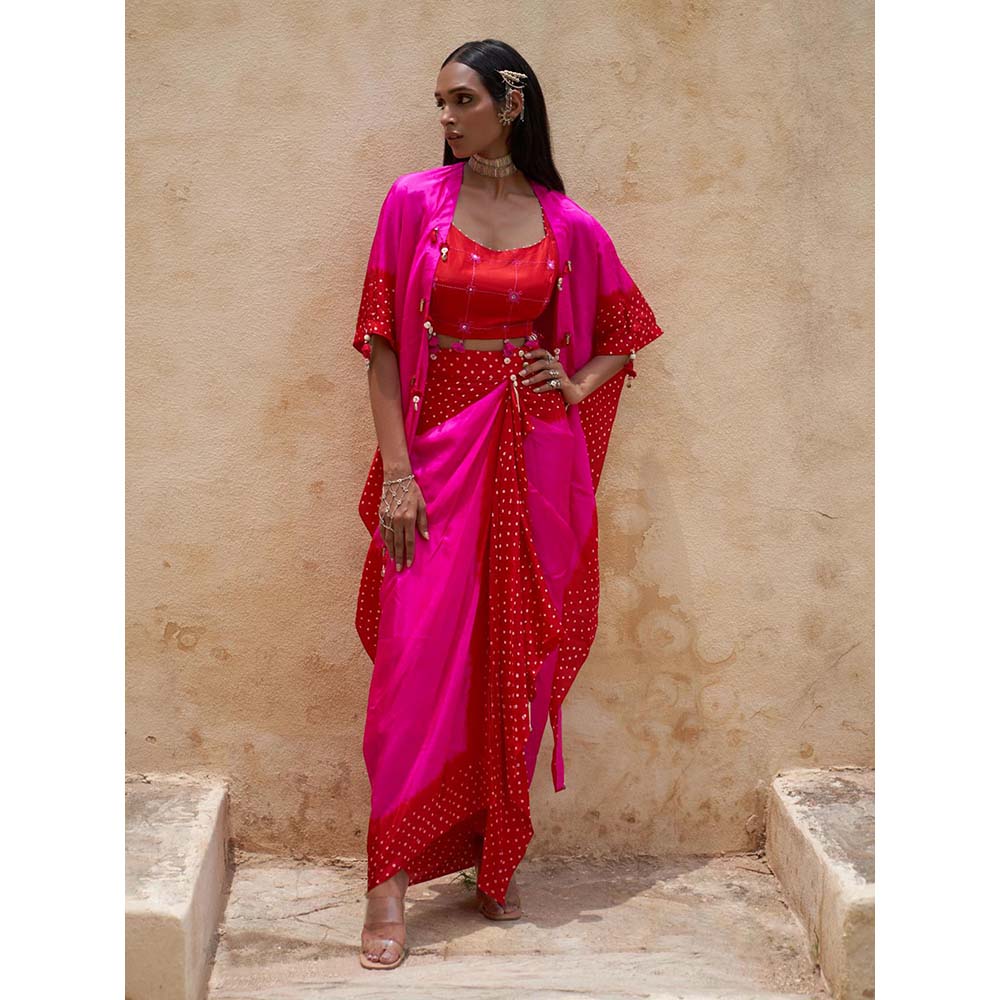 PINK CITY BY SARIKA Red Hot Mess Kite Cape with Blouse and Skirt (Set of 3)