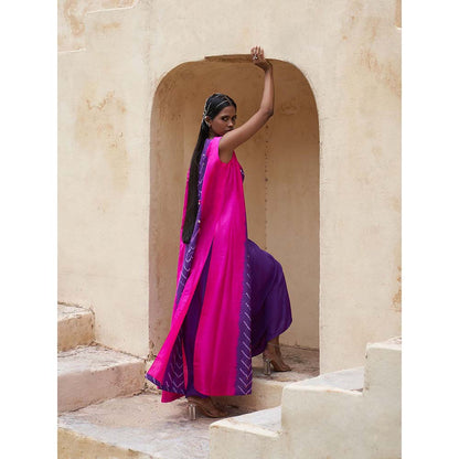 PINK CITY BY SARIKA Purple 2 Cape with Blouse and Skirt (Set of 4)