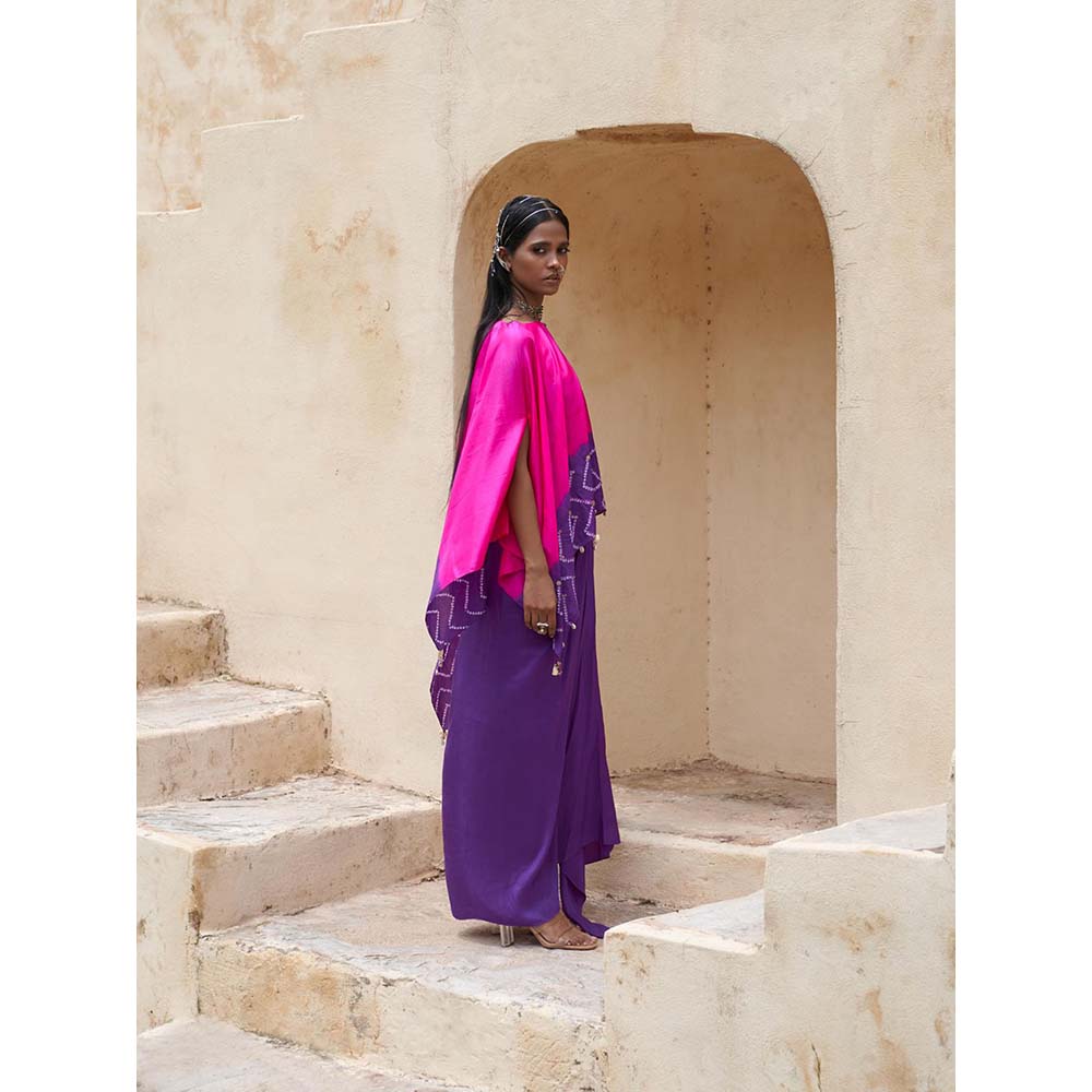 PINK CITY BY SARIKA Purple 2 Cape with Blouse and Skirt (Set of 4)