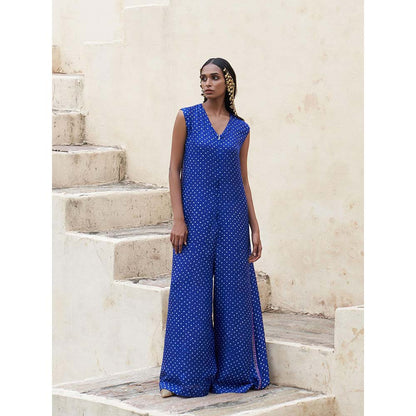 PINK CITY BY SARIKA Blue Easy Breezy Jumpsuit