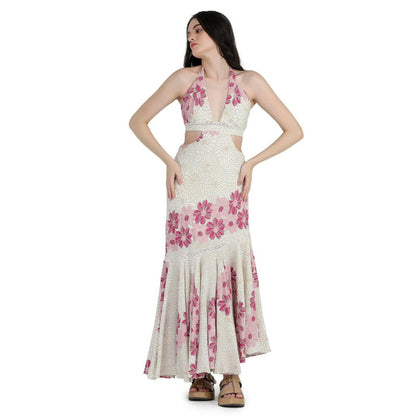 Pinnacle By Shruti Sancheti Bone Asymmetrical Printed Dress