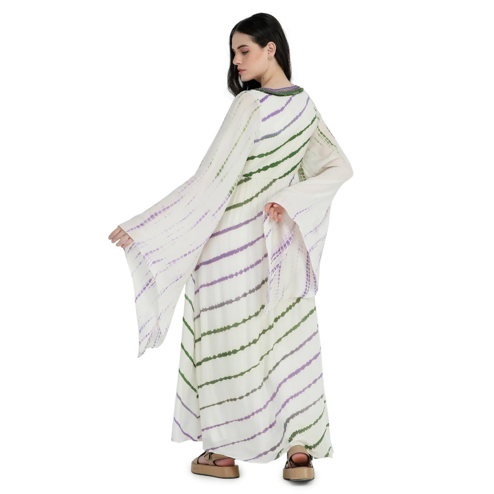 Pinnacle By Shruti Sancheti Bone Crepe Tie and Dye Kimono Style Kaftan