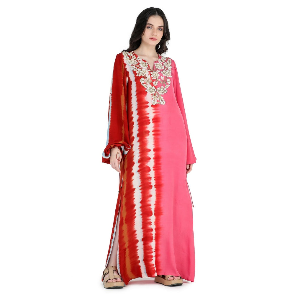 Pinnacle By Shruti Sancheti Margengta Tie and Dye Embroidery Kaftan Maxi Dress