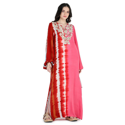 Pinnacle By Shruti Sancheti Margengta Tie and Dye Embroidery Kaftan Maxi Dress