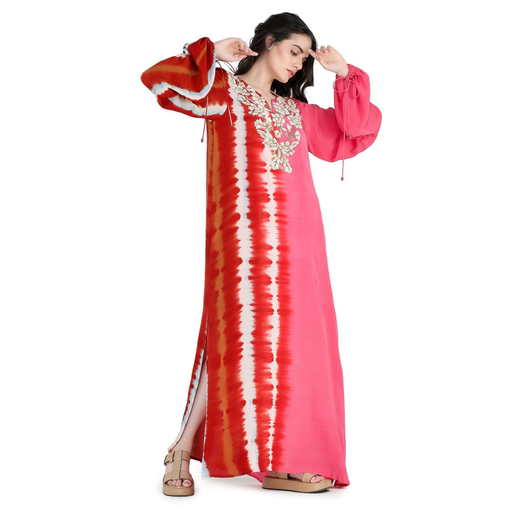 Pinnacle By Shruti Sancheti Margengta Tie and Dye Embroidery Kaftan Maxi Dress
