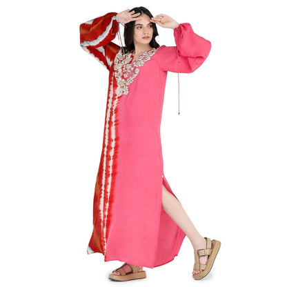 Pinnacle By Shruti Sancheti Margengta Tie and Dye Embroidery Kaftan Maxi Dress