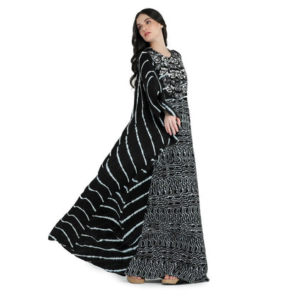 Pinnacle By Shruti Sancheti Black Tie and Dye Embroidered Kaftan Dress