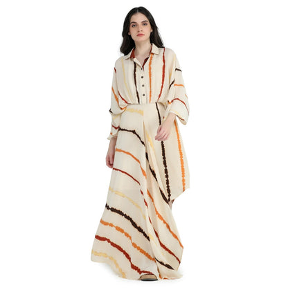 Pinnacle By Shruti Sancheti Bone Tie And Dye Asymmetrical Kimono Dress