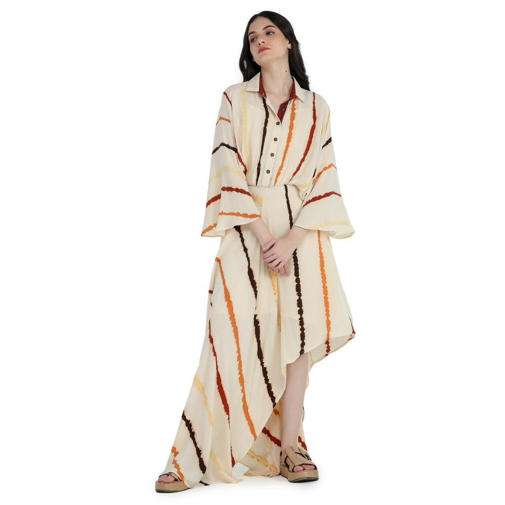 Pinnacle By Shruti Sancheti Bone Tie And Dye Asymmetrical Kimono Dress