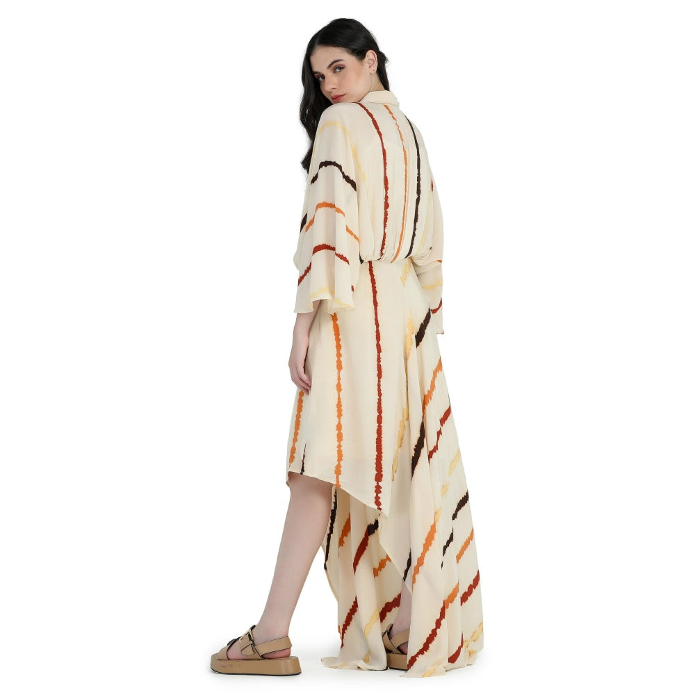 Pinnacle By Shruti Sancheti Bone Tie And Dye Asymmetrical Kimono Dress