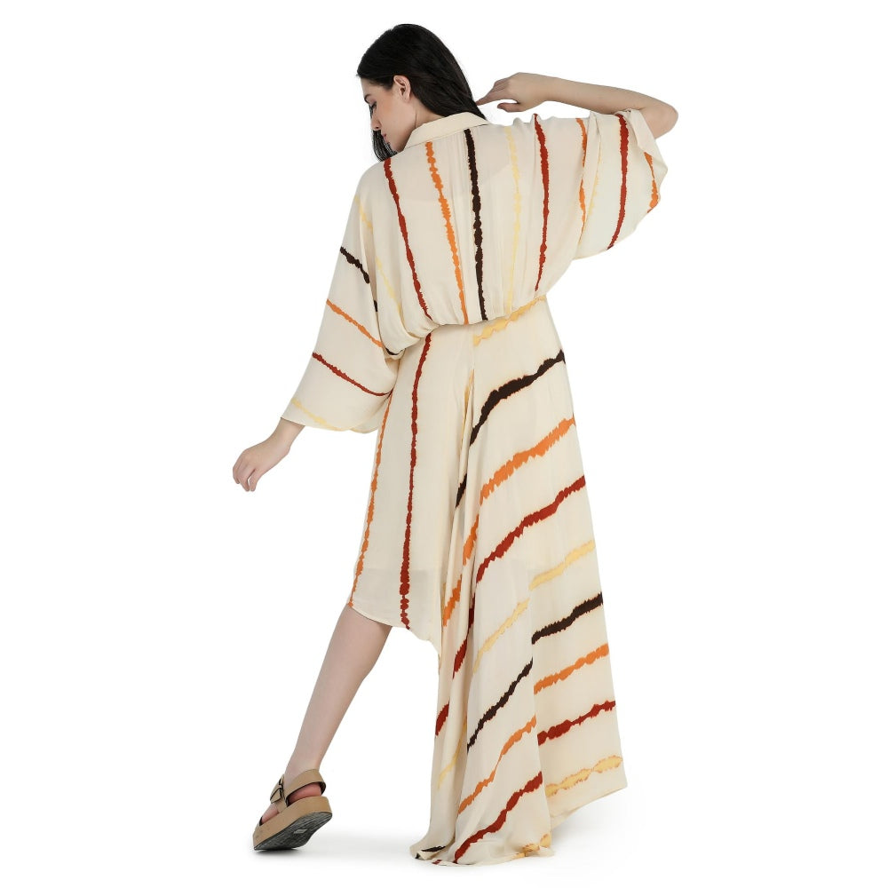 Pinnacle By Shruti Sancheti Bone Tie And Dye Asymmetrical Kimono Dress