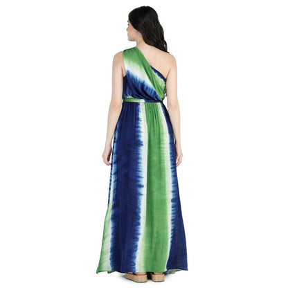 Pinnacle By Shruti Sancheti Multi-Color Crepe One Shoulder Slit Maxi Dress (Set of 2)
