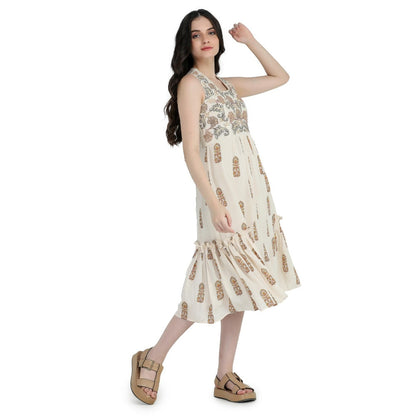 Pinnacle By Shruti Sancheti Bone Crepe Tie & Dye Embroidered Short Dress