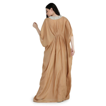 Pinnacle By Shruti Sancheti Almond Mul Pearl Kaftan Dress