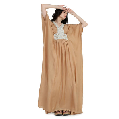 Pinnacle By Shruti Sancheti Almond Mul Pearl Kaftan Dress