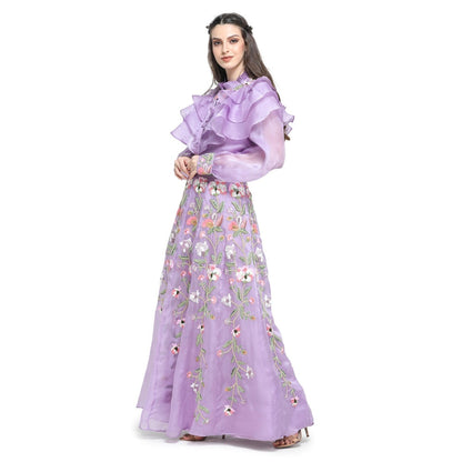Pinnacle By Shruti Sancheti Lilac Organza Shirt with Embroidered Skirt (Set of 2)