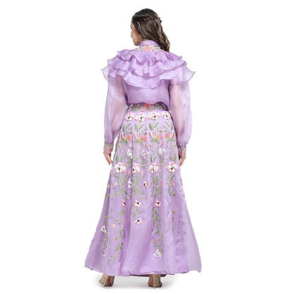 Pinnacle By Shruti Sancheti Lilac Organza Shirt with Embroidered Skirt (Set of 2)