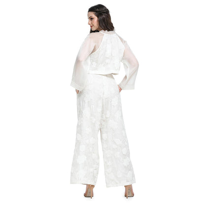 Pinnacle By Shruti Sancheti White Applique Embroidery Tie Up Top with Pant (Set of 2)