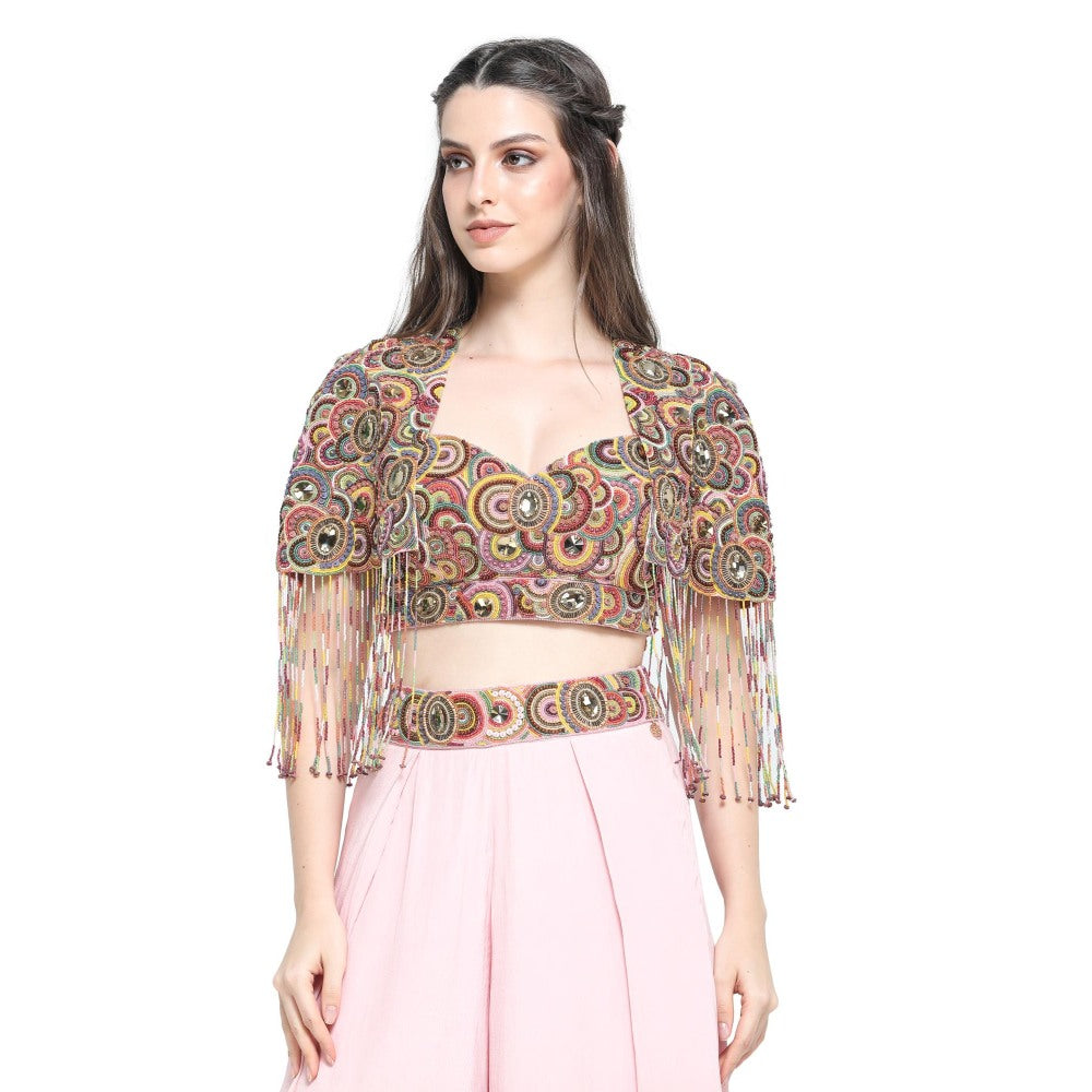 Pinnacle By Shruti Sancheti Multi-Color Ombre Palazzo with Cape and Busiter (Set of 3)