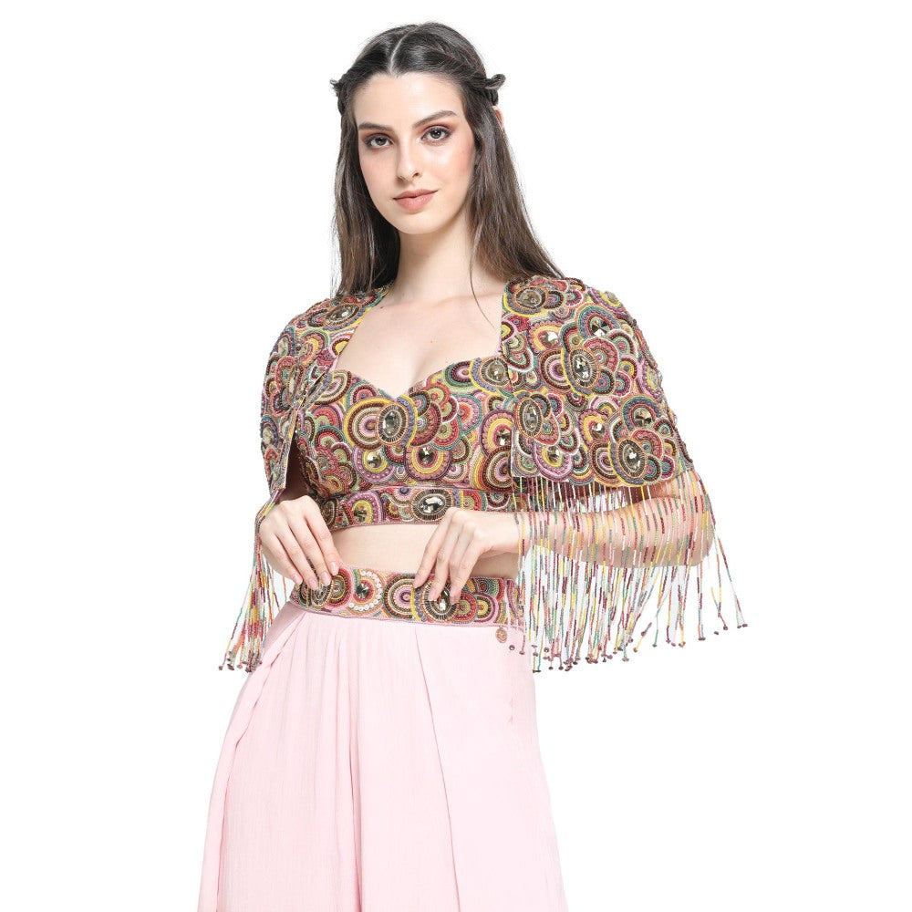 Pinnacle By Shruti Sancheti Multi-Color Ombre Palazzo with Cape and Busiter (Set of 3)