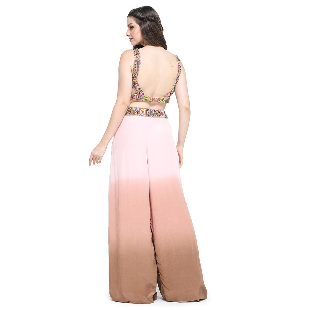 Pinnacle By Shruti Sancheti Multi-Color Ombre Palazzo with Cape and Busiter (Set of 3)