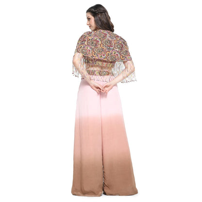 Pinnacle By Shruti Sancheti Multi-Color Ombre Palazzo with Cape and Busiter (Set of 3)