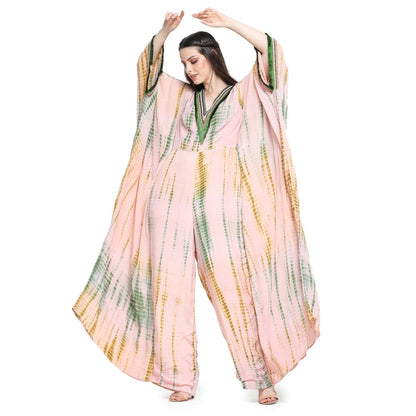 Pinnacle By Shruti Sancheti Pink and Green Shibori Embroidered Jumpsuit