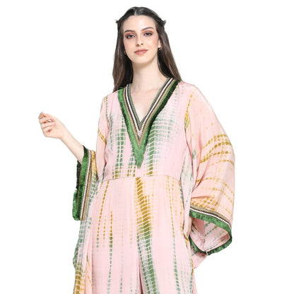 Pinnacle By Shruti Sancheti Pink and Green Shibori Embroidered Jumpsuit