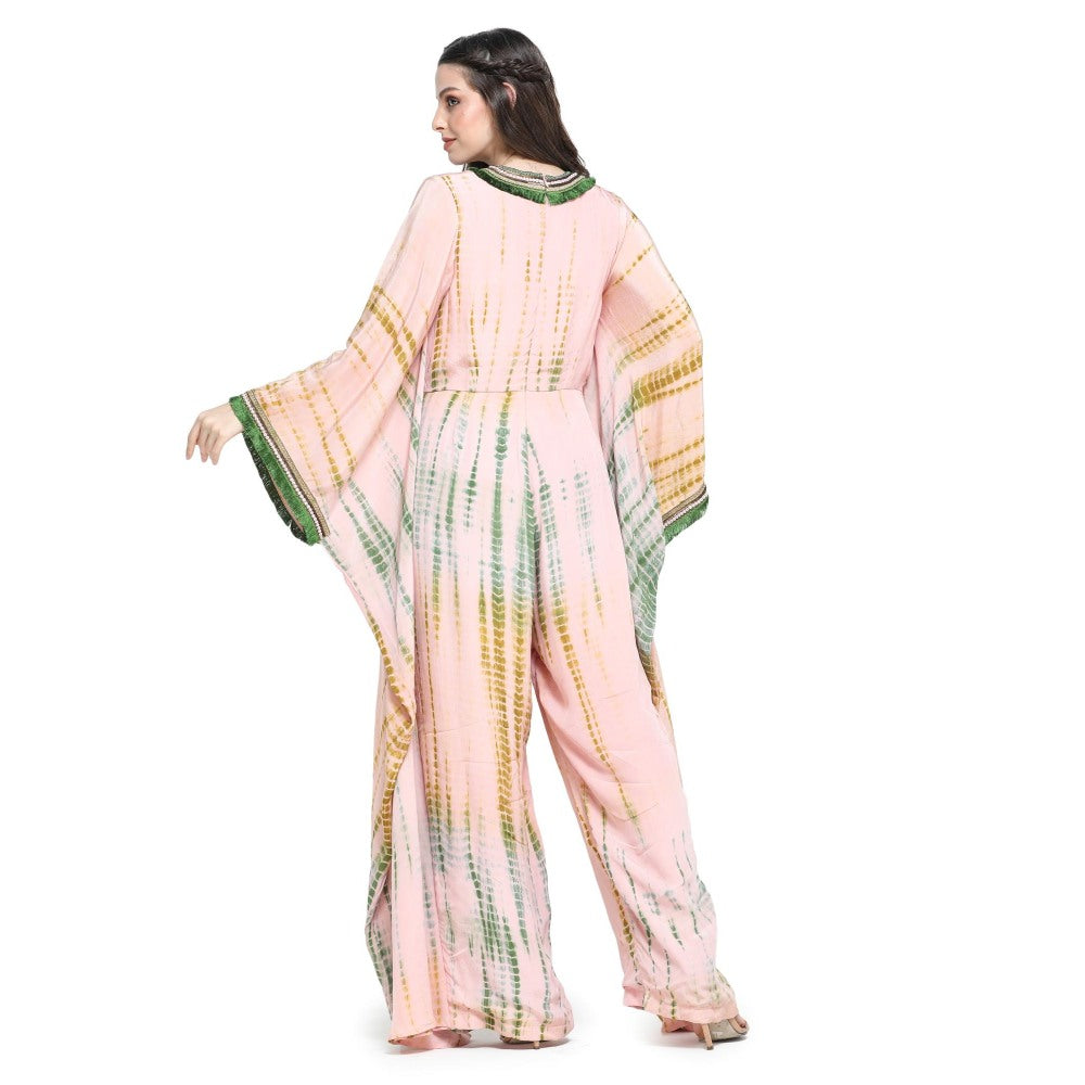 Pinnacle By Shruti Sancheti Pink and Green Shibori Embroidered Jumpsuit