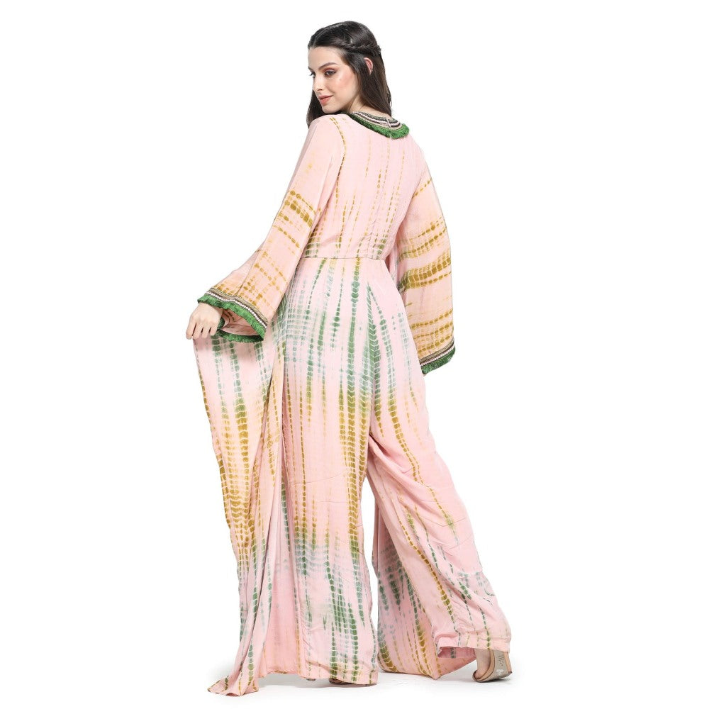 Pinnacle By Shruti Sancheti Pink and Green Shibori Embroidered Jumpsuit