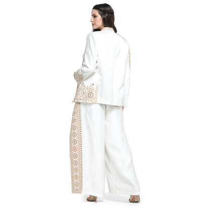 Pinnacle By Shruti Sancheti Mirror Embroidered Palazzo with Jacket and Bustier (Set of 3)