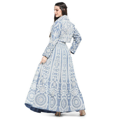Pinnacle By Shruti Sancheti Blue Embroidered Skirt with Embroidered Crop Top (Set of 2)