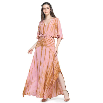 Pinnacle By Shruti Sancheti Onion Pink Tie & Dye Asymmetrical Dress