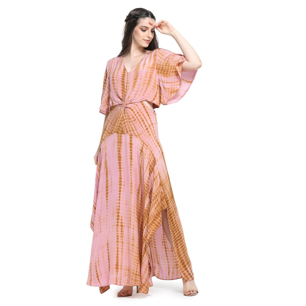 Pinnacle By Shruti Sancheti Onion Pink Tie & Dye Asymmetrical Dress