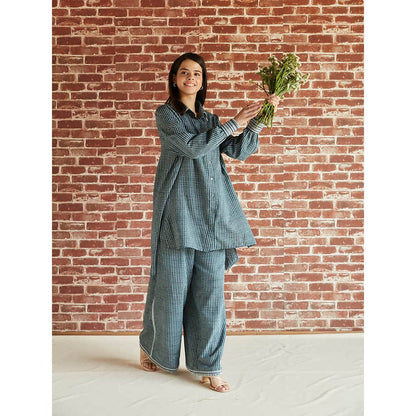 Pinnacle By Shruti Sancheti Dark Green Cotton Check Co-ord (Set of 2)