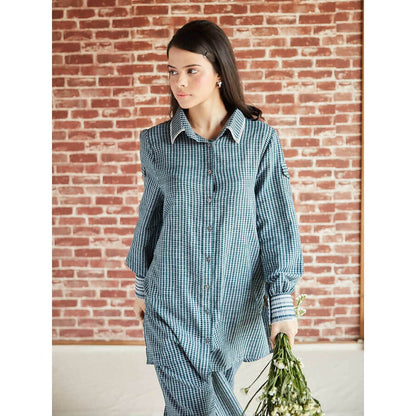 Pinnacle By Shruti Sancheti Dark Green Cotton Check Co-ord (Set of 2)