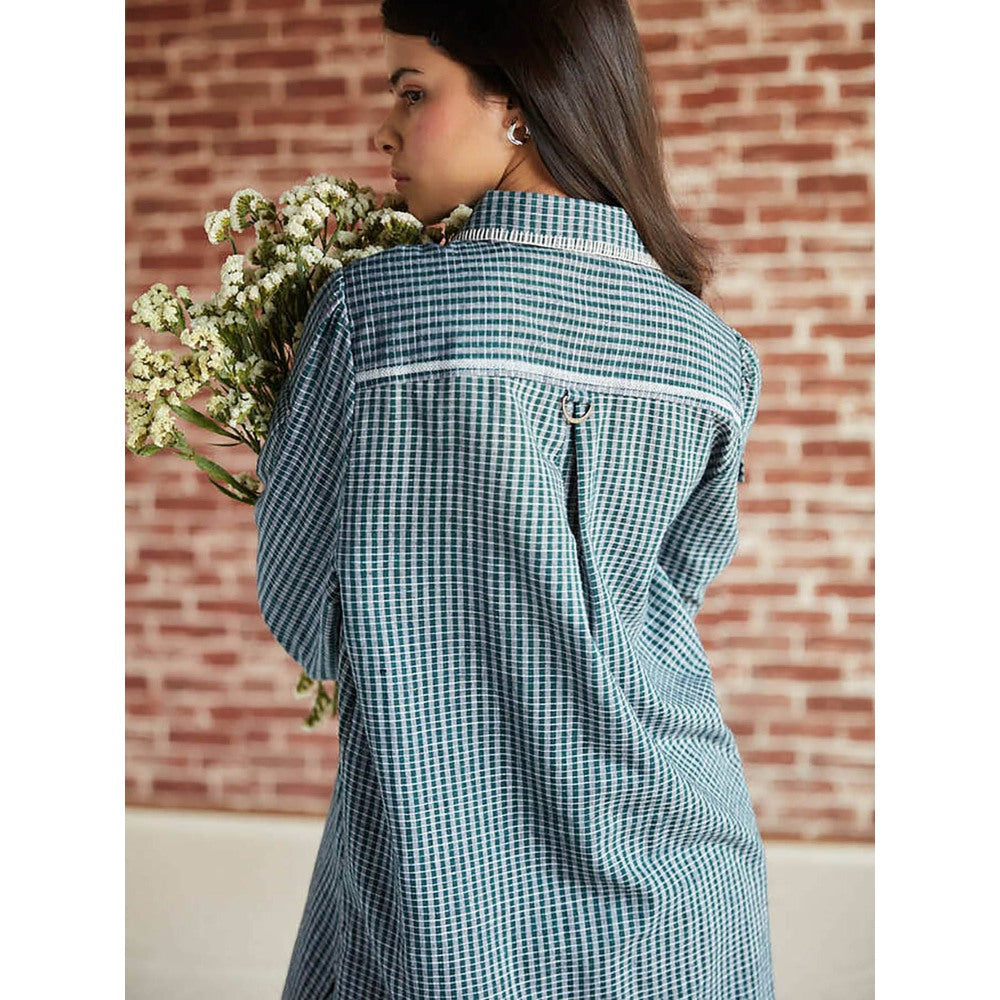 Pinnacle By Shruti Sancheti Dark Green Cotton Check Co-ord (Set of 2)