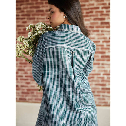 Pinnacle By Shruti Sancheti Dark Green Cotton Check Co-ord (Set of 2)