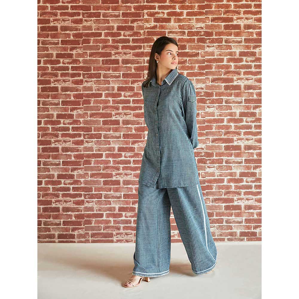 Pinnacle By Shruti Sancheti Dark Green Cotton Check Co-ord (Set of 2)