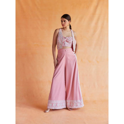 Pinnacle By Shruti Sancheti Salmon Pink Embroidered Waistcoat with Embroidered Pant (Set of 3)