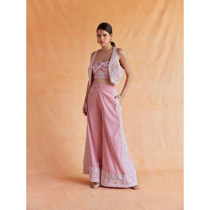 Pinnacle By Shruti Sancheti Salmon Pink Embroidered Waistcoat with Embroidered Pant (Set of 3)