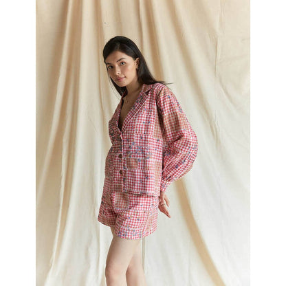 Pinnacle By Shruti Sancheti Red Cotton Multi Check Printed Co-ord (Set of 2)