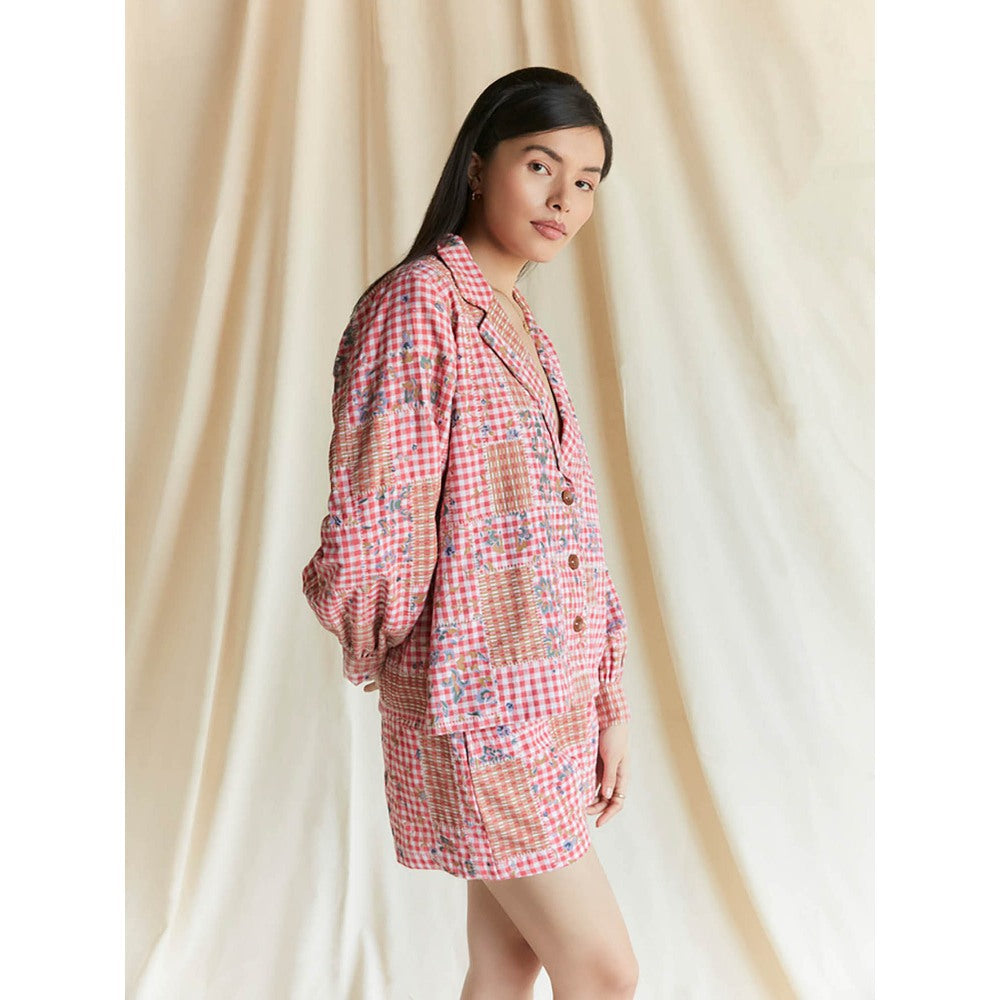 Pinnacle By Shruti Sancheti Red Cotton Multi Check Printed Co-ord (Set of 2)