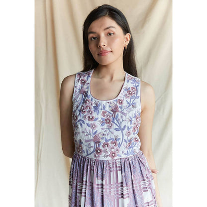 Pinnacle By Shruti Sancheti Multi-Color Printed And Embroidered Tiered Maxi