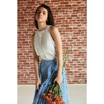 Pinnacle By Shruti Sancheti White Cotton Sleeveless Top