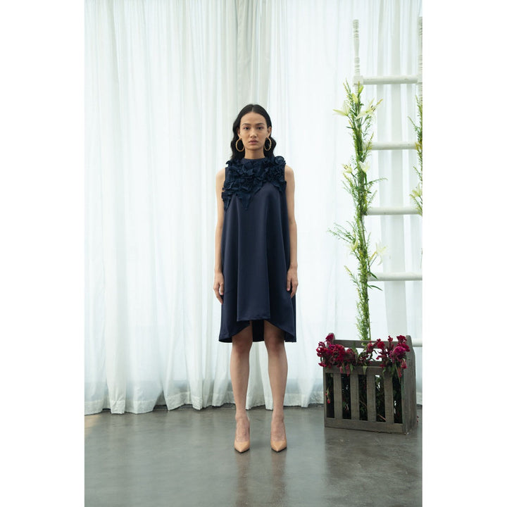 Pleats by Aruni Dark Blue Flower Dress